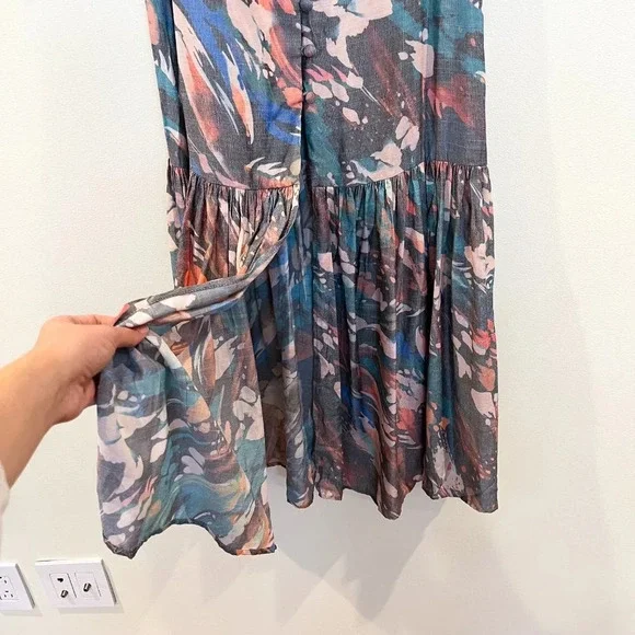 Boamar Reverie Button Down Tie Waist Printed Maxi Dress in Coffee Snake S NWT - Picture 6 of 12